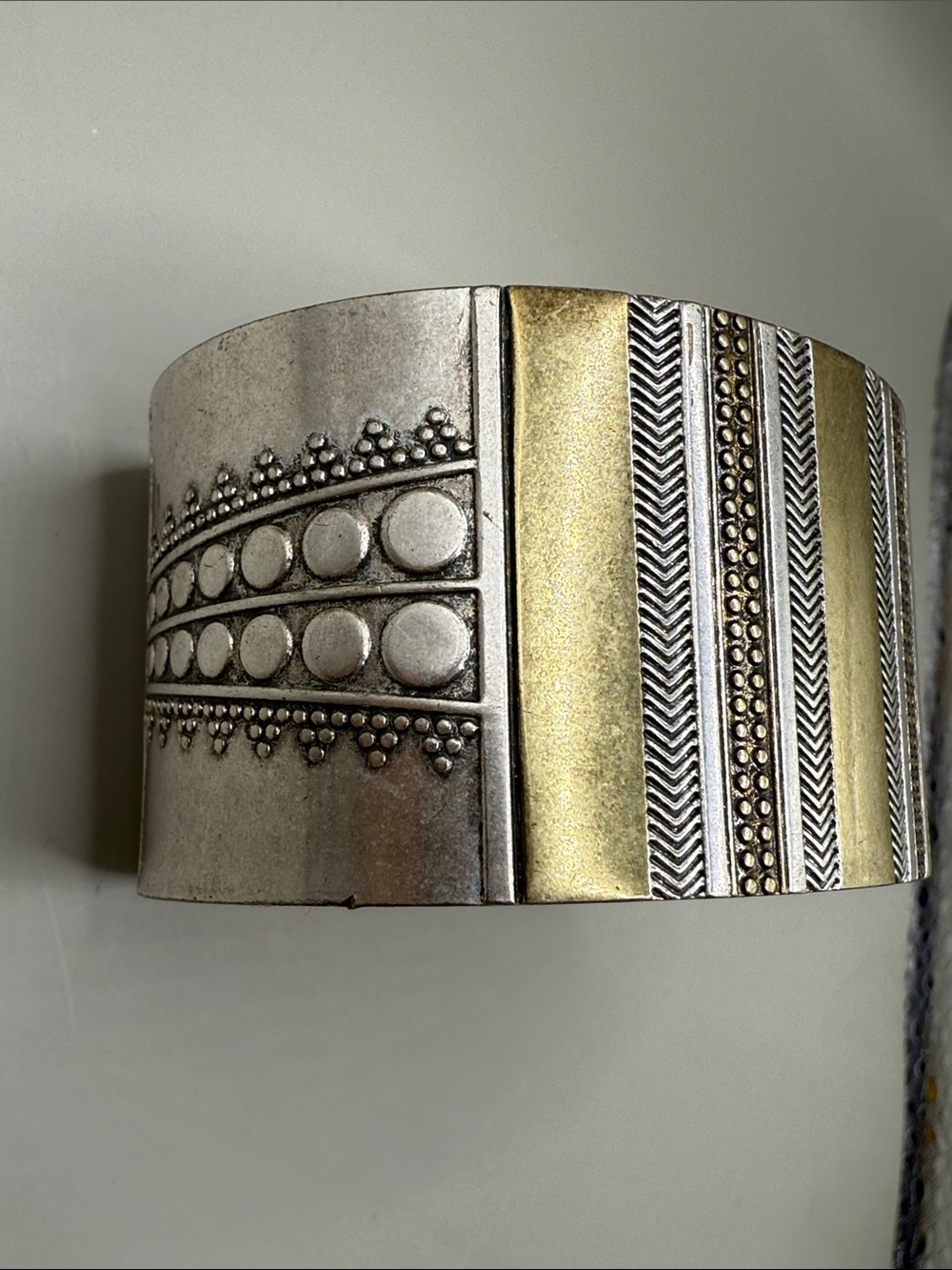 Lucky Brand VTG Silver Brass Boho Cuff Bracelet Retro Geometric SW Bracelet - Picture 5 of 7
